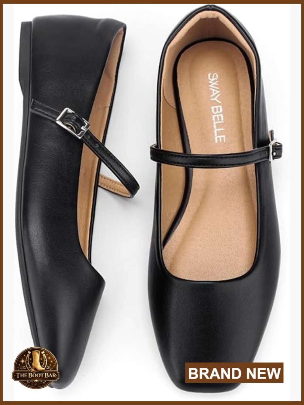 Adjustable Buckle Mary Jane Flats Square Toe Ballet Shoes
